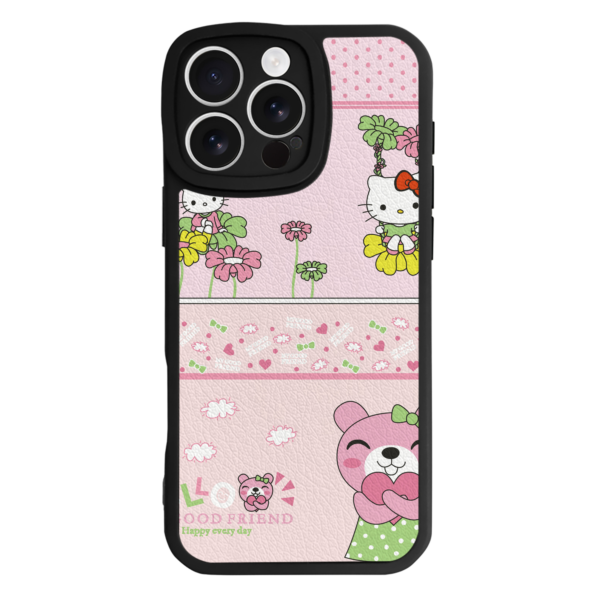 （画像用） Hello Kitty ハローキティ 【iPhone 16シリーズ対応】シリコンスマホケース（レザー調） 材質：シリコン